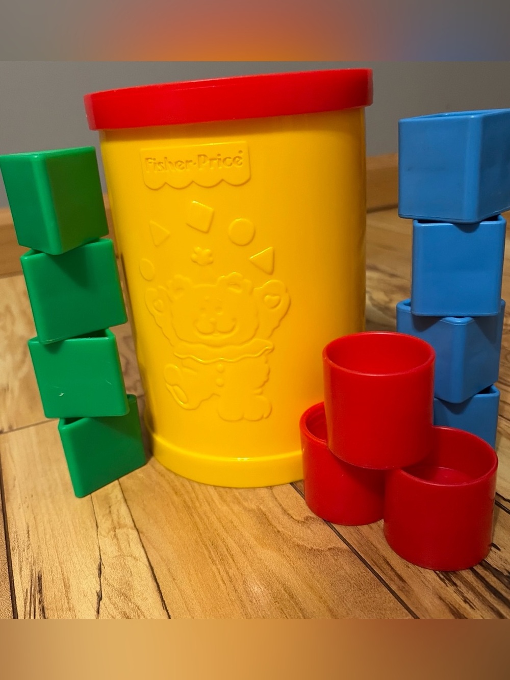 Vintage 1997 Fisher Price My First Blocks Sorting Canister EUC!
